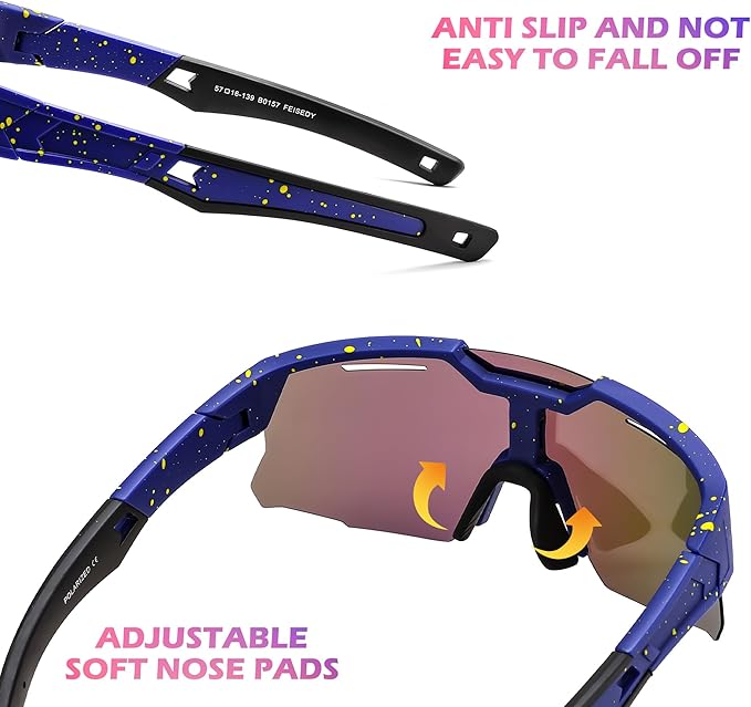 FEISEDY Kids Sunglasses Youth Baseball Sun Glasses, UV400 Sports Teens Cycling Shades for Boys Girls Age 8-16 B0048