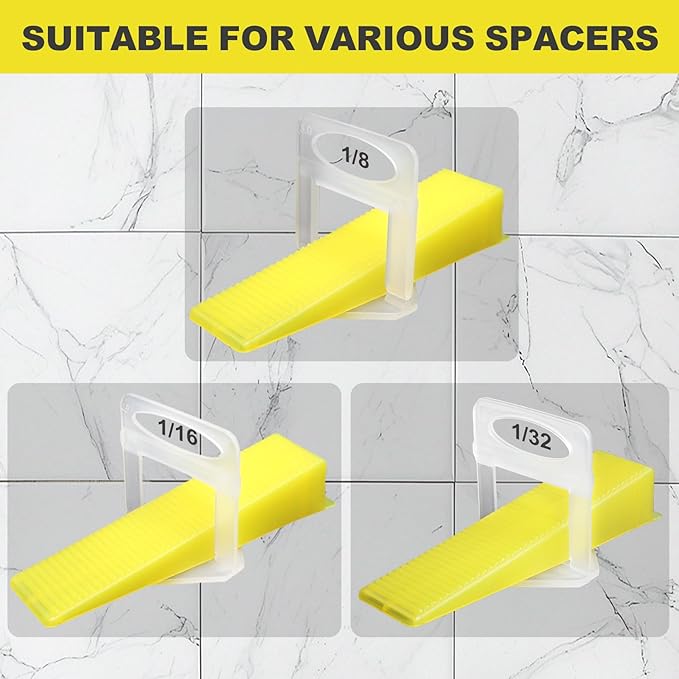 DGSL Tile Leveling System Tile Wedges, 1/32" Tile Spacers, Tile Leveling Clips - Image 3