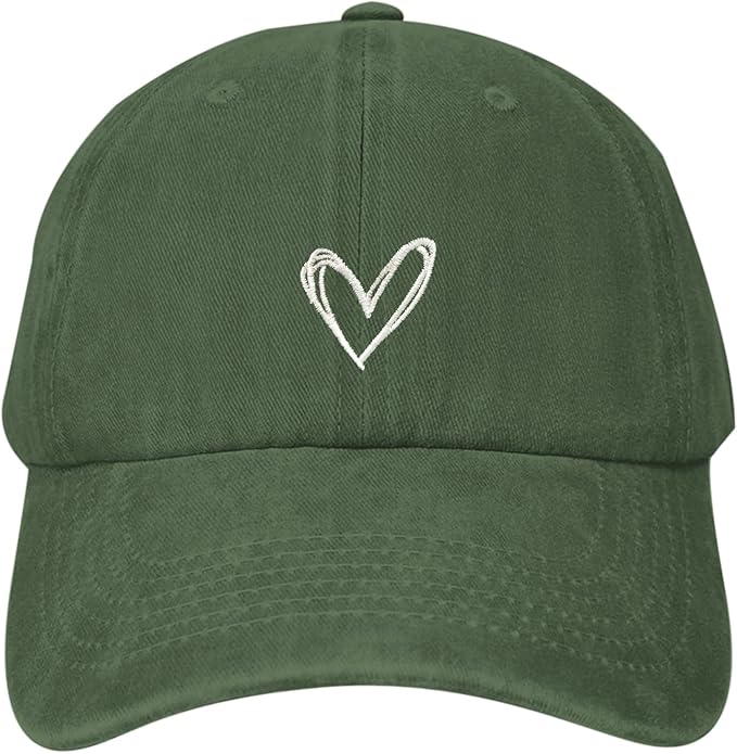 Pairxily Vintage Heart Embroidered Baseball Cap Distressed Adjustable Hat for Women Low Profile Dad Hats Unisex Cotton Cap