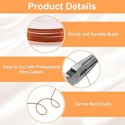 HARFINGTON 8ft Jewelry Wire, 20 Gauge Brass Craft Soft Metal Tarnish Resistant - Image 3