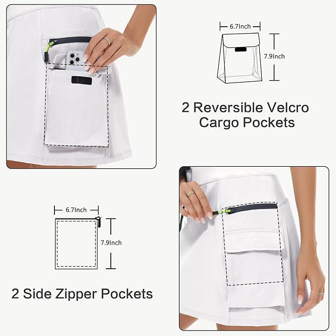 MIVEI Skorts for Woman - Hiking Cargo Skorts with Zipper Pockets, High Waisted Quick Dry Golf Workout, Dressy Casual