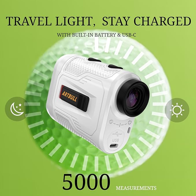 Golf Laser Rangefinder 6X Magnification with Slope Switch Built-in Magnet, Flag Lock Vibration, USB-C Rechargeable