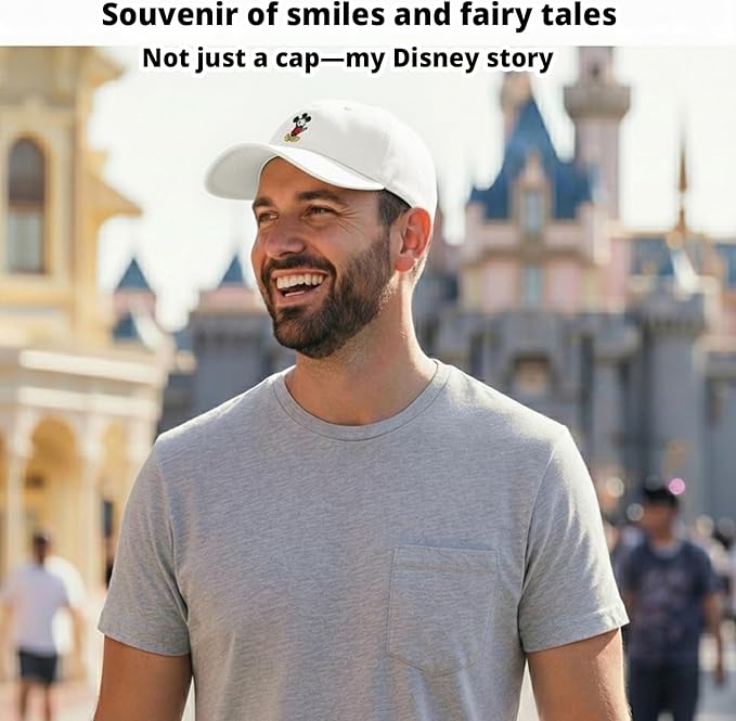Disney Mens Baseball Cap, Mickey Mouse Adjustable Hat for Adult