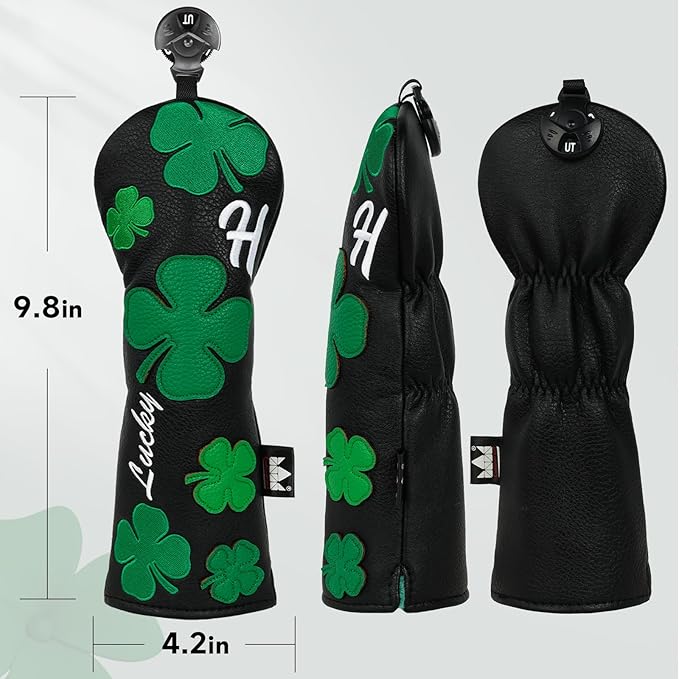 Craftsman Golf Green Lucky Clover Driver Wood Hybrid Headcover Blade Mallet Putter Cover for Scotty Cameron Taylormade Odyssey Also for Custom Version with Your Name Stitched