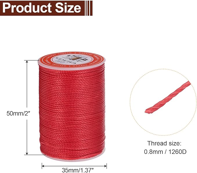 uxcell Round Leather Sewing Waxed Thread, 55m / 60 Yards Polyester Wax String - Image 2