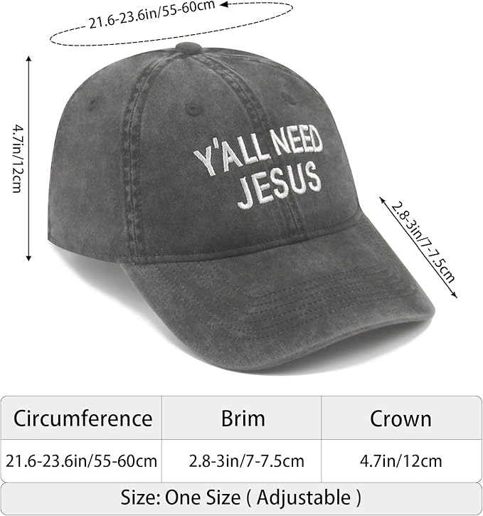 Faith Christian Patriotic Embroidered Baseball Cap, Vintage Cotton Dad Hat for Men Women, Birthday