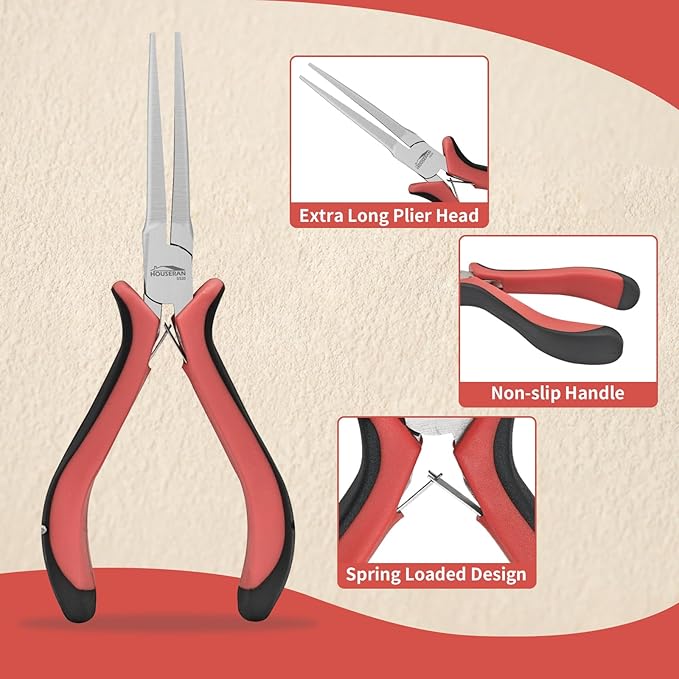 Long Needle Nose Pliers 5.5"-5 Pack Long Nose Mini Precision Pliers - Image 4