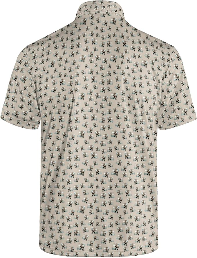 Golf Polo Shirts for Men Funny Print Short Sleeve Golf Shirts Performance Golf Polos