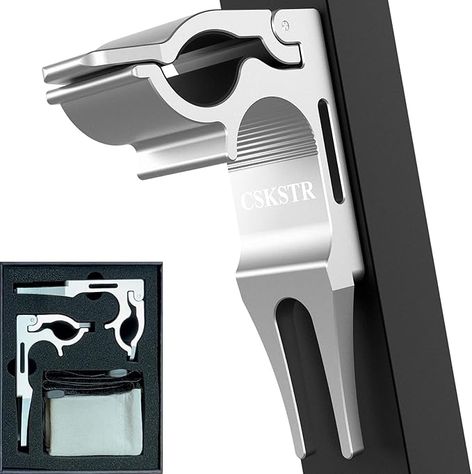 2-Pack Magnetic Sticks Holder for Golf Cart & Grass | 4-Point Strong Lock Sponge Pad Protection | Shining Silver Aluminum Alloy with CNC Machined | Fits 30-70 Ring Gauge | Divot Tools