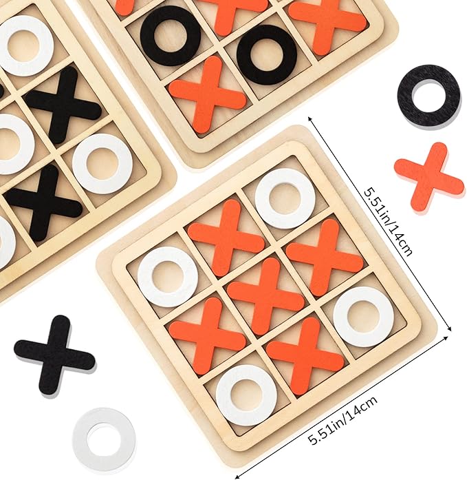 Libima 12 Pcs Wooden Tic Tac Toe Game Mini Family Board Games Classical Puzzle - Image 3
