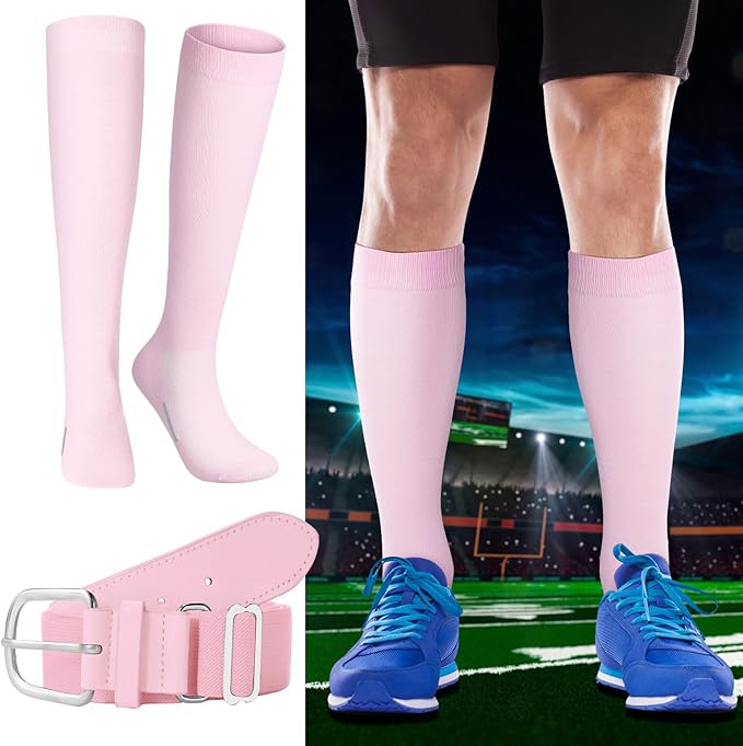Haysandy Baseball or Softball Sock and Belt Combo Set 3 Football Baseball Socks with Softball Belt for Youth Boys Kids
