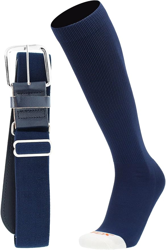 MadSportsStuff Softball or Baseball Socks and Belt Combo - Youth and Adult Sizes Boys and Girls Men and Women