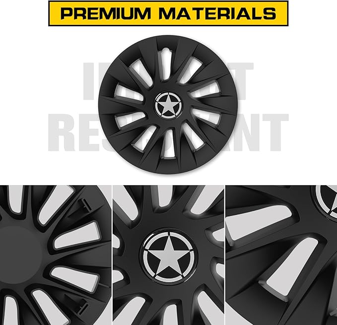 8 Inch Golf Cart Hub Caps Wheel Covers for EZGO Yamaha Club Car Accessories, 4PCS Snap-On Plastic Hubcaps Chrome Finish 8" Wheel Covers Rim Cover Tire Hub Cap Hubcap Golf Cart, Matte Black