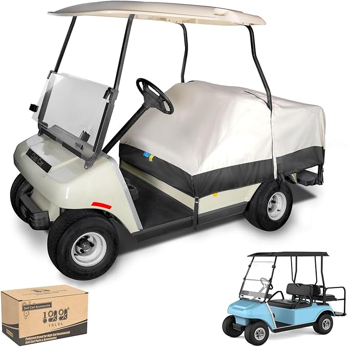 10L0L Waterproof Golf Cart Seat Cover, Universal for Yamaha EZGO Club Car 2+2 Seats Rain Covers | 600D Oxford Golf Cart Seat Protective Covers | Rain & Dust Protection | Easy On/Off for Daily Use