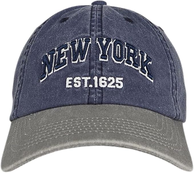 Elidan NY Dad Hat New York EST.1625 Cotton Cap, Adjust Buckle Strap, Unstructured Low-Profile NY Baseball Cap for Men & Women