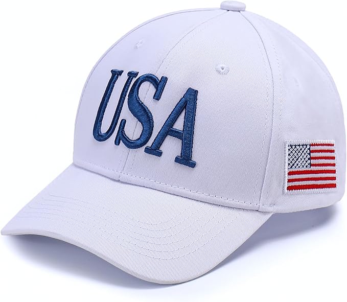 USA Trucker Hat for Men & Women American Flag Cap Adjustable Baseball Cap Mesh Snap Patriotic 3D Embroidered Cap
