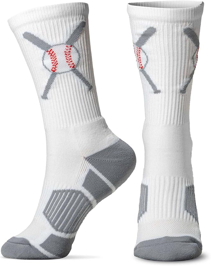 ChalkTalkSPORTS Baseball Socks - Performance Socks for Baseball Players - Crossed Bats - Youth and Adult Sizes