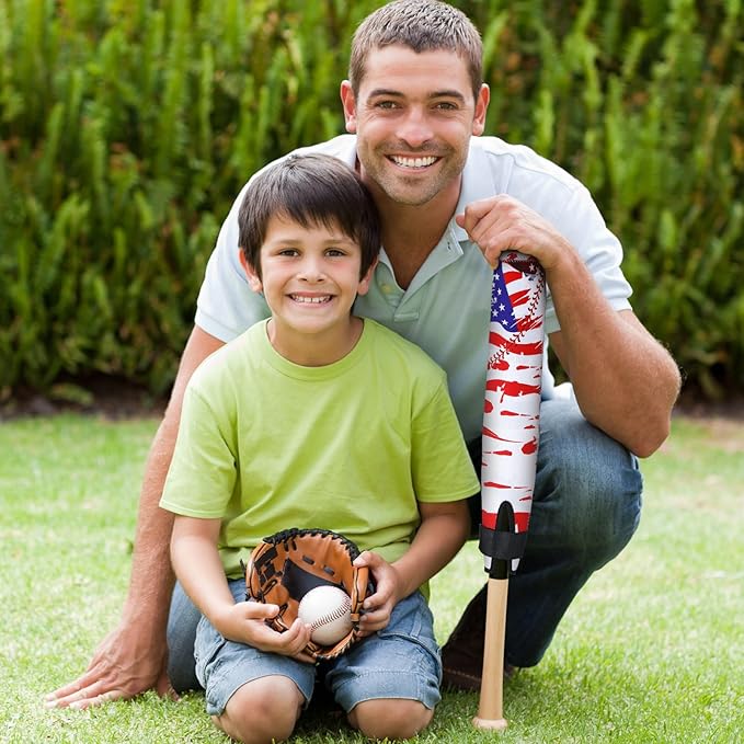 4 Pcs America Baseball Bat Sleeve 18 x 2.4 Inch Patriotic Lightweight Softball Bat Cover Sleeve Protector Warmer Essential Baseball Accessories with Hook for Adult