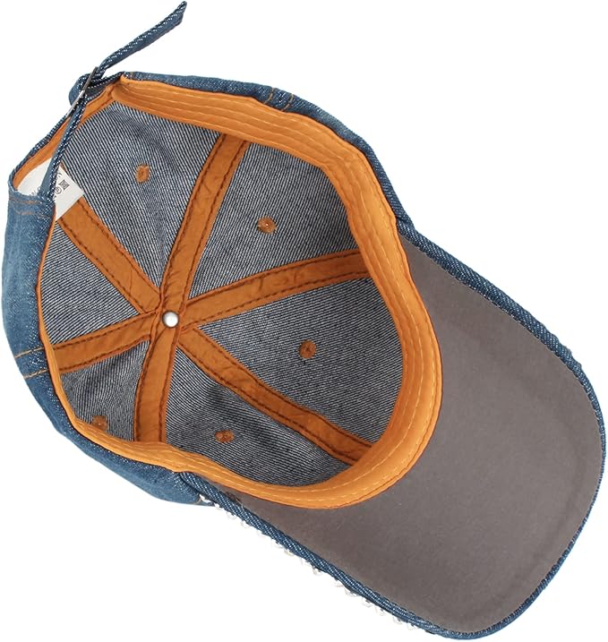 Hoce Fashion Rhinestone Denim Baseball Cap Studded Bling Hat for Women