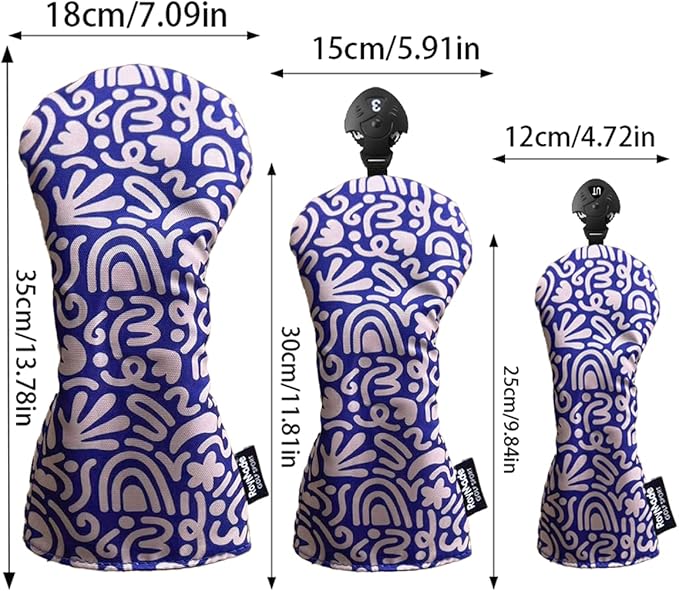 ROYMADE Golf Club Head Covers, 4-Piece Set,Waterproof Headcovers for Driver, Fairway Wood and Hybrid, with Interchangeable No. Tags 2/3/4/5/6/7/X Golf Accessories for Men Women