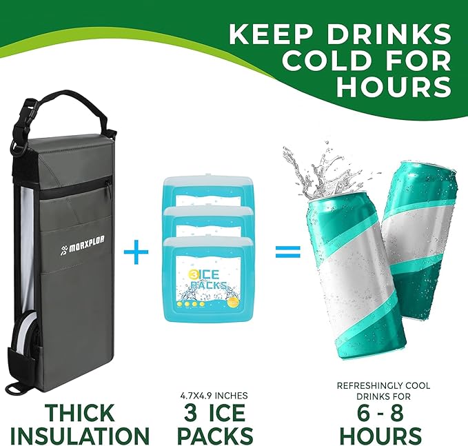 Golf Cooler Bag - 6 Can Insulated Beer Sleeve Soft Cooler,Golf Cart Accessories,Golf Club Bag Accessories