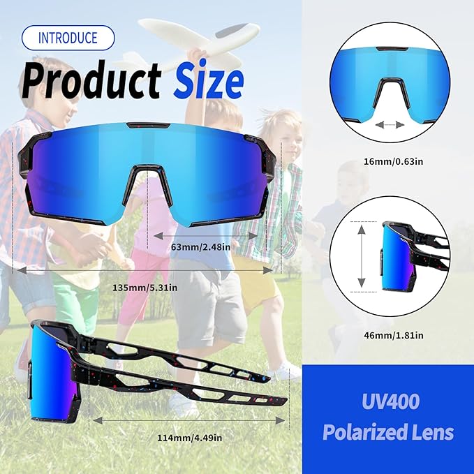 YDAOWKN Kids Sunglasses Youth Baseball Sunglasses Boys Girls Softball Cycling UV400 Protection Sports Goggles