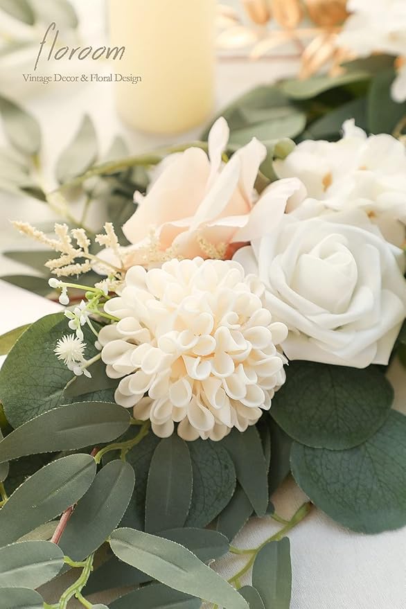 Floroom Artificial Dahlia Flowers 25pcs Real Looking Cream Foam Fake Roses - Image 6