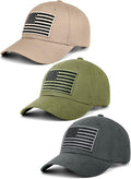 KIRAAT 3 Pack American Flag Baseball Cap Unisex,Low Profile USA Plain Dad Hat for Men＆Women
