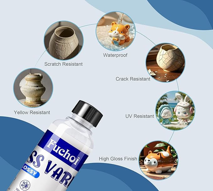 Air Dry Clay Glaze, 200ml/7oz Air Dry Clay Varnish, Pottery Clay and Wood - Image 3