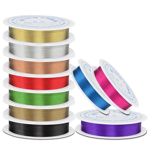 0.5 mm Dia. 10 Rolls Copper Jewelry Wire, Beading Wire by CooBigo