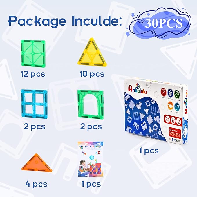 Magnetic Building Tiles, Magnet Building Set, Magnetic Blocks, 3D STEM Stacking - Image 3