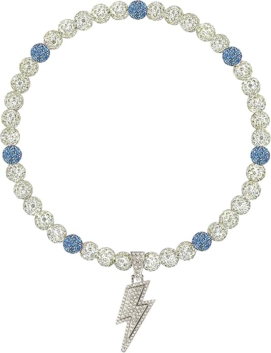 Baseball Necklace for Men 16/18/20 Inch Bling Ice Collection Lightning Bolt Pendant Necklace for Women Rhinestone Clay Beaded Discoball Accessories Gifts for Baseball Team Players Lovers