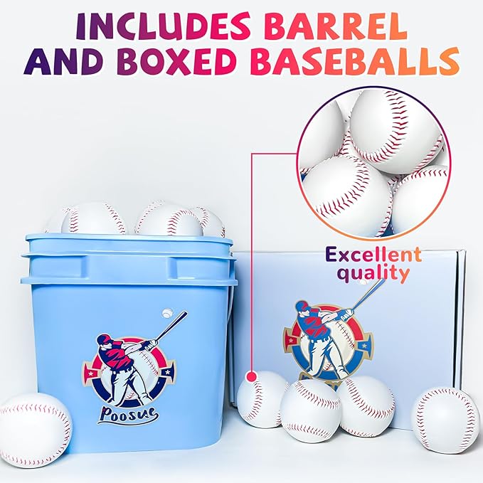Youth Training Baseballs 12 Pack - 9 Inch Unmarked Faux Leather Practice Balls for Teen Baseball Drills, Hitting & Fielding | Lightweight Carton-Packed Baseballs for Coaching & Backyard Practice