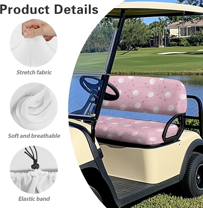 Yewatlles Pink Golf Equipment Golf Cart Seat Covers, Blanket for Golf Cart, Universal Golf Cart Seat Towel Fits Golf Car, Club Car, More Golf Carts