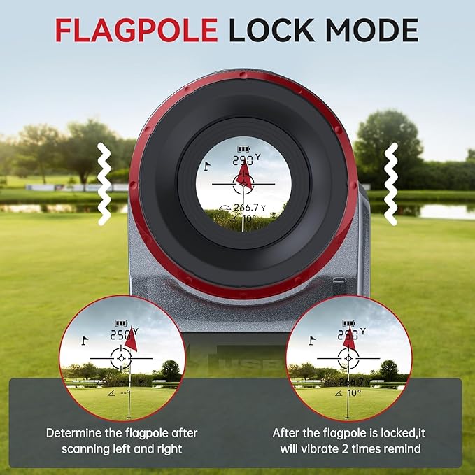 Golf Rangefinder with Slope, 1200Yd Precision Laser Range Finder, 7X Zoom Flag Lock Vibration Rangefinder, Magnetic Cart Mount, USB-C Rechargeable, IP54 Weather Resistant, (Class 1 Laser ≤5mW)