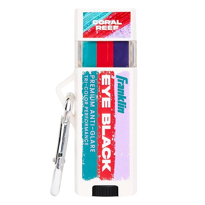 Franklin Sports Eye Black Stick - Baseball Softball + Football Eye Black for Kids + Adults - Sun Glare Reduction - Coral/Teal