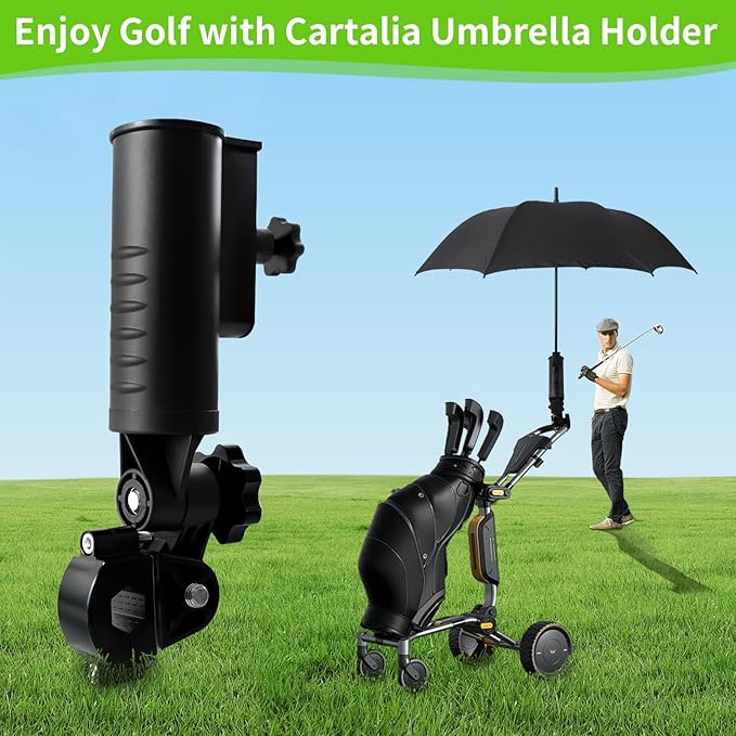 Heavy Duty Golf Push Cart Umbrella Holder, Upgraded Aluminium Alloy Base Ultra Windproof, Universal Umbrella Stand for Electric Lawn Mower, Stroller, Wheelchair, Mobility Scooter, Beach Chair
