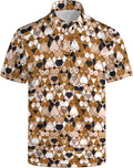 HUURAY Funny Golf Polos for Men Funny Print Short Sleeve Shirts Quick Dry Polo Shirts Hawaiian Shirt Performance Golf Outfits