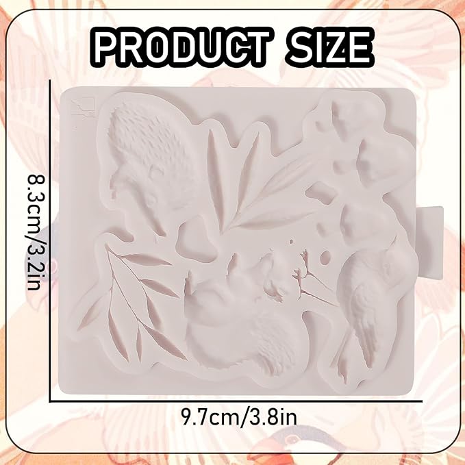 1Pcs Cute Hedgehog Squirrel Silicone Mold, Mushroom Leaf Chocolate Fondant Mold - Image 6