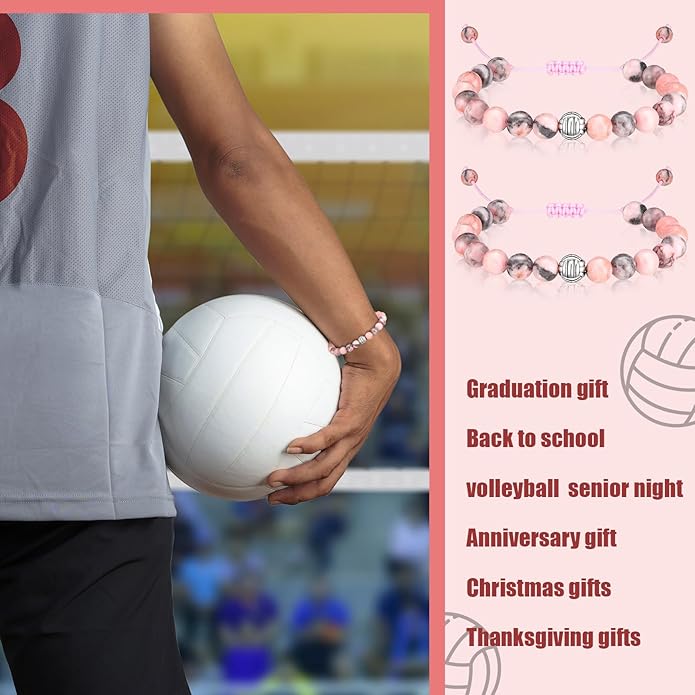 12 Set Sport Adjustable Beaded Bracelets Gifts Football Softball Soccer Volleyball Golf Basketball Hockey Bracelets for Women Men Adjustable Beaded Accessories
