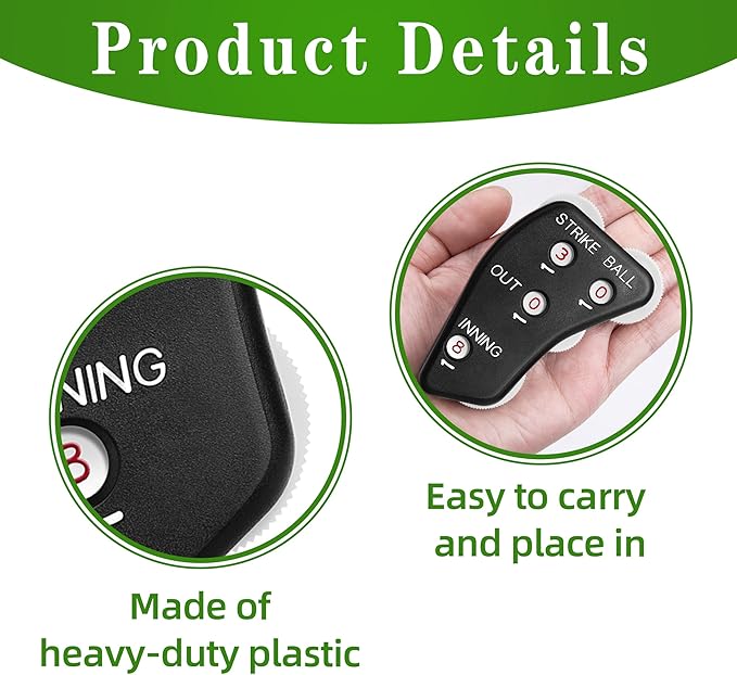 Watayo Wheel Baseball Umpire Clicker, Umpire Indicator Gear, Practical Baseball Counter Clicker for Scorekeeper Recording Outs & Innings Balls