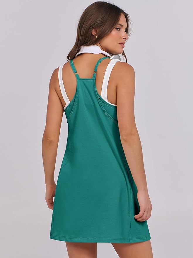 ANRABESS Women Summer Dress 2026 Beach Vacation Outfits Tennis Athletic Workout Romper Dress Built in Shorts Travel Clothes