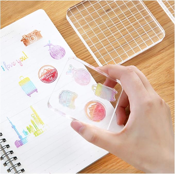 6 Pieces Stamp Blocks Acrylic Clear Stamping Blocks Tools - Image 3