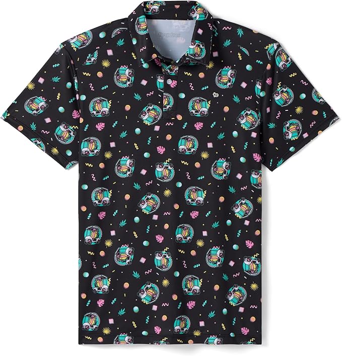 Tipsy Elves Men's Performance Golf Shirt - 4-Way Stretch, Quick Dry, Athletic Cut - Golf Polo