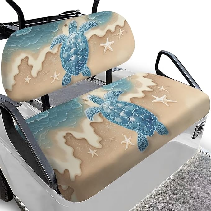 Bulopur Beach Sea Turtle Golf Cart Seat Towel Covers Ezgo Club Car Golf Cart Seat Covers Suitable for All Weather, Easy to Install and Washable