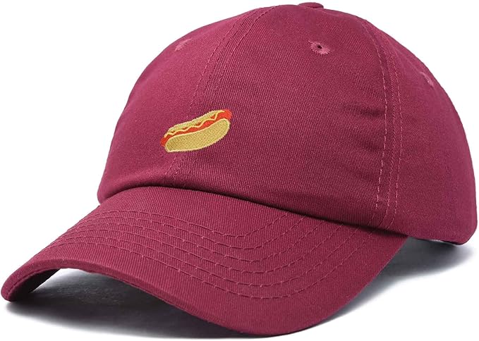 DALIX Hot Dog Hat Embroidered Mens Womens Baseball Cap