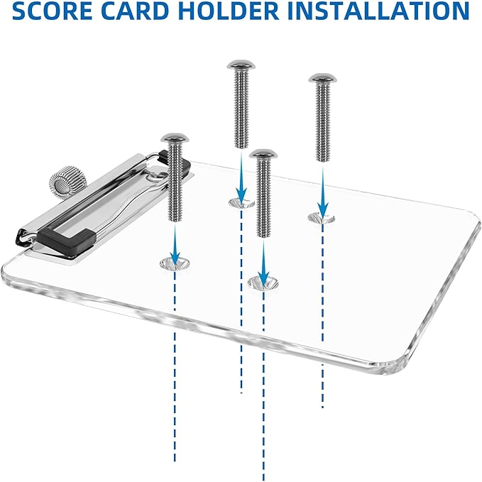Golf Cart Scorecard Holder with Pencil Holder for Club Car/EZGO/YA/Icon/Star Car/Excar and Other Most Golf Carts. Clear/Black-Tinted are Available 5mm Thick Acrylic and More Sturdy.