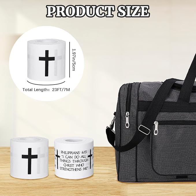 2PCS Pre-Wrap Christian Athletic Tape for Sports 2 Inch Wide Soccer Baseball Wrist Tape Religious Cross Wrist Tapes Accessories, Sport Supplies for Football Sports Baseball Gymnastics Athlete Injury