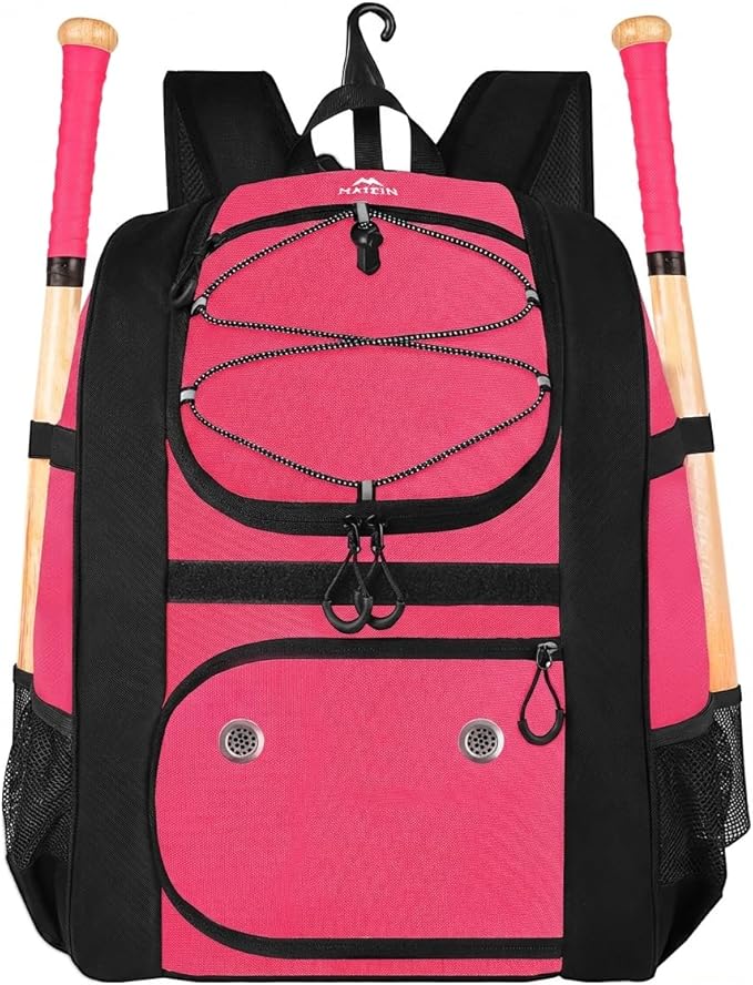 MATEIN Softball Bag, Lightweight Baseball Backpack with Shoe Compartment, Baseball Bag with Fence Hook for TBall Bat & Equipment, Softball Gifts Catchers Backpack for Women Fit Catcher’s Mitt, Helmet