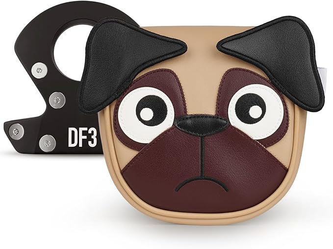 Big Crazy Golf Club Head Covers, Putter Cover with Strong Magnetic Closure, Square Mallet Putter Cover, Waterproof, Funny Design French Bulldog Pug Dog